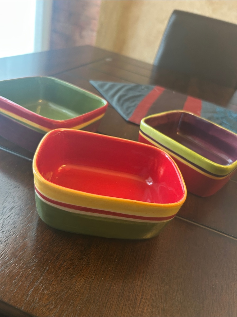 Multi-Color Ceramic Serving Bowl Set of 3.  NWOT